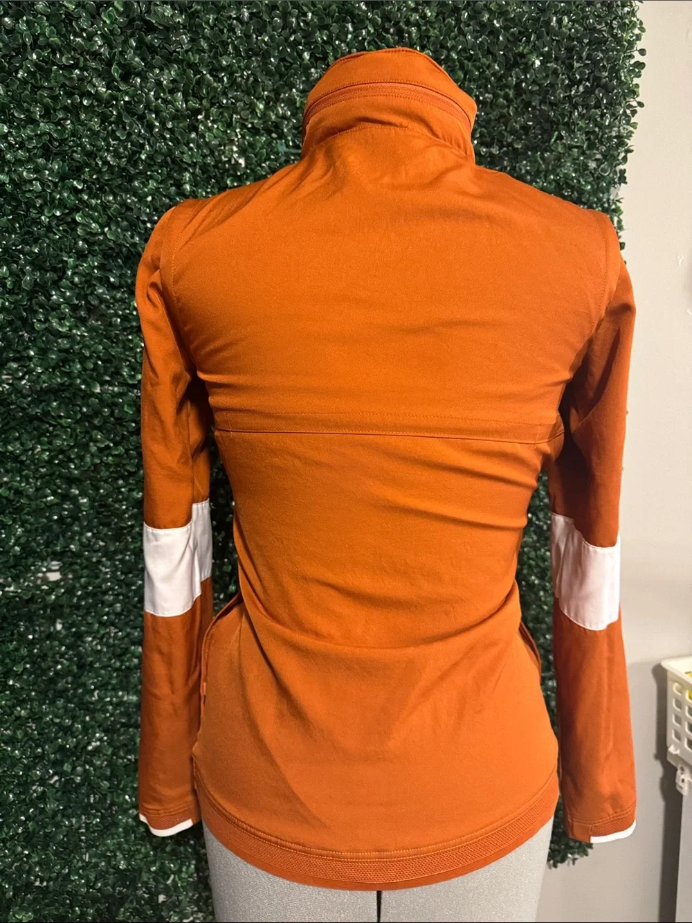 Nike Orange Full-Zip Hooded Jacket with White Sleeve Bands